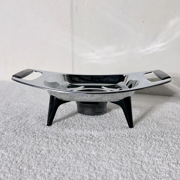Vintage MCM Chrome Footed  Casserole Server Warmer Stand Atomic Age Trivet - Picture 1 of 9